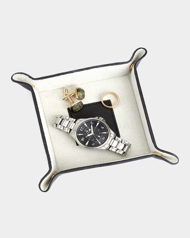 Personalized Suede & Leather Catchall Valet Tray